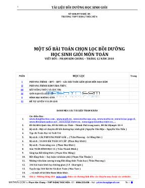 Một số bài toán chọn lọc bồi dưỡng học sinh giỏi môn toán
